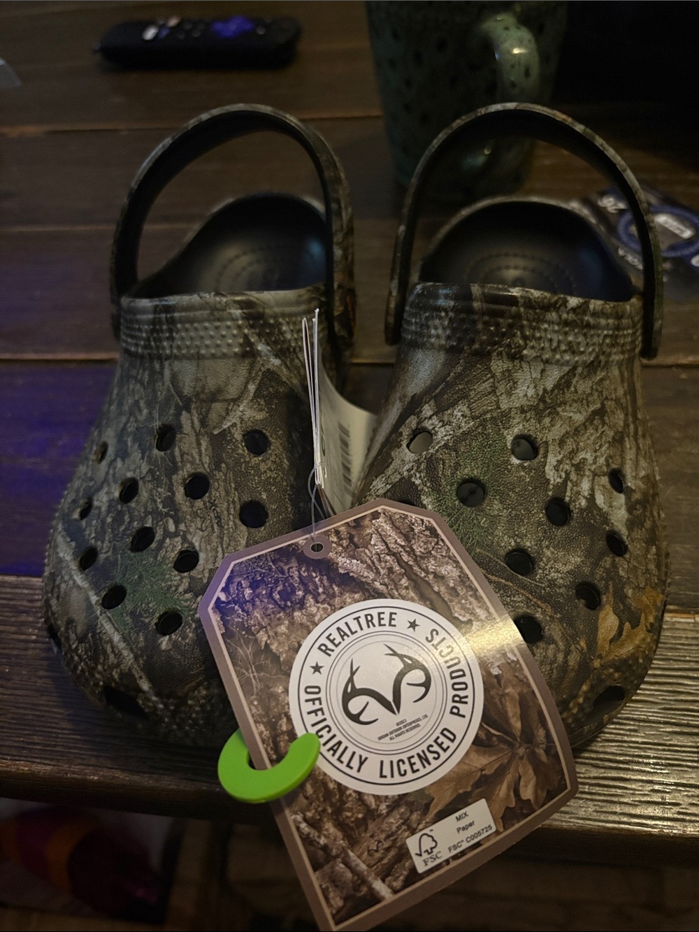 CROCS Kids Realtree Camouflage Clog Sandals in Brown and Green